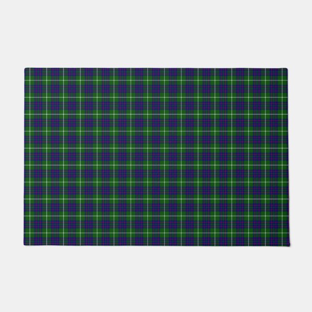 MacIntyre tartan green blue plaid Doormat (Front)
