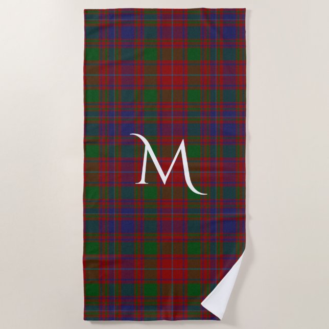 MacIntyre Tartan Plaid Monogram Beach Towel (Front)