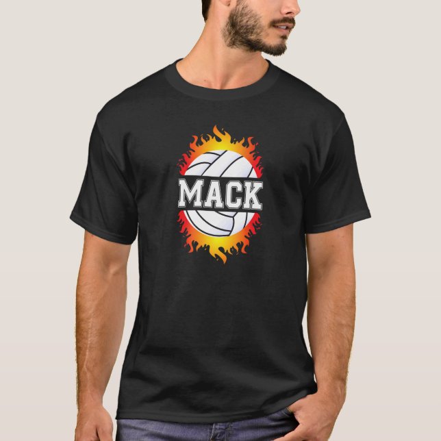 Mack Name Volleyball Player Boys Ball And Net Spor T-Shirt (Front)