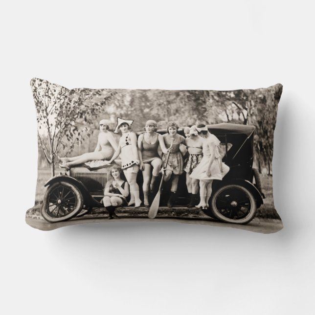 Mack Sennett Bathing Beauties and Tin Lizzie Lumbar Cushion (Front)
