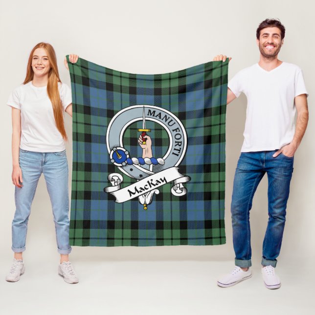 MacKay Ancient Clan Badge Tartan Plaid Fleece Blanket (In Situ)