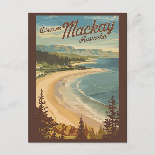 Mackay Australia Illustration Travel Art Vintage Postcard (Front)