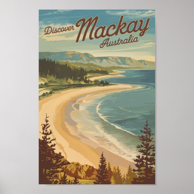 Mackay Australia Illustration Travel Art Vintage Poster (Front)