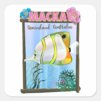 Mackay Australia Tropical travel poster Square Sticker