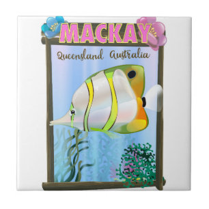 Mackay Australia Tropical travel poster Tile