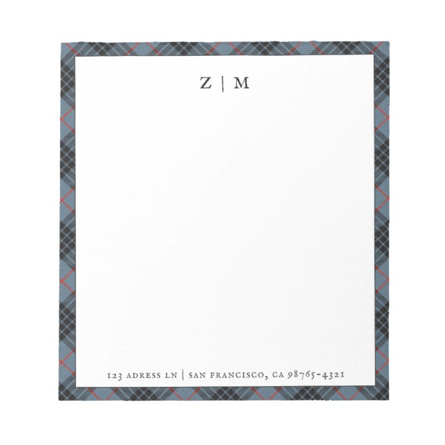 Mackay Blue Tartan Plaid Pattern Notepad (Front)