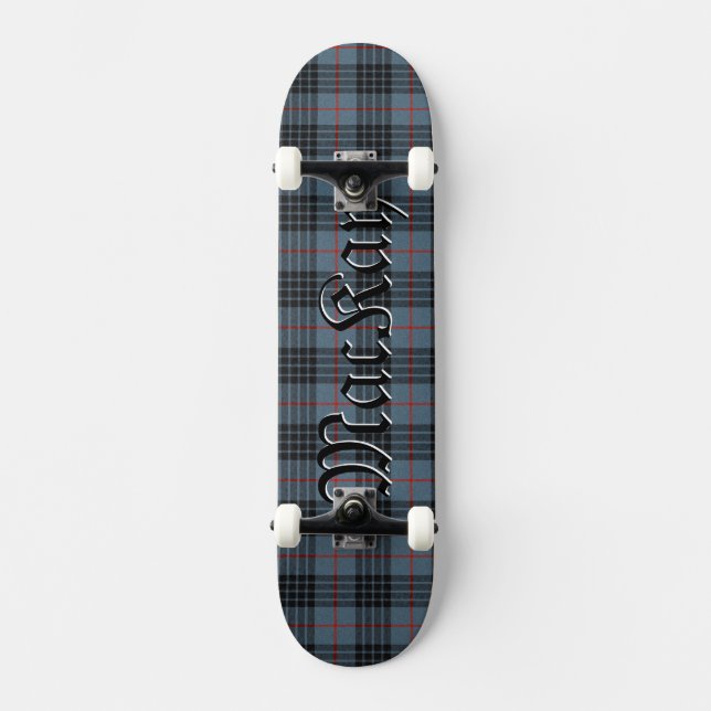 Mackay Blue Tartan Plaid Pattern Skateboard (Front)