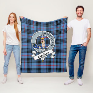 MacKay Clan Badge Tartan Plaid Fleece Blanket