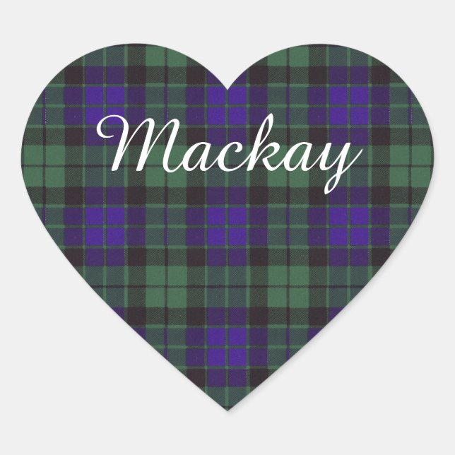Mackay clan Plaid Scottish tartan Heart Sticker (Front)