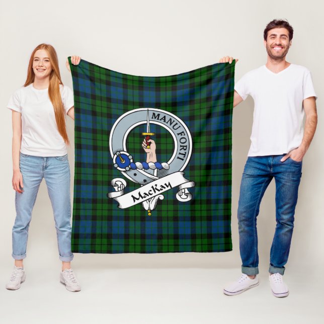 MacKay Modern Clan Badge Tartan Plaid Fleece Blanket (In Situ)