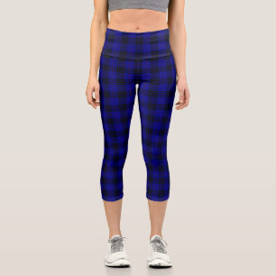 MacKay tartan blue black plaid Capri Leggings