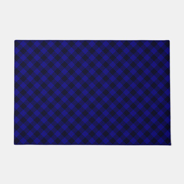 MacKay tartan blue black plaid Doormat (Front)