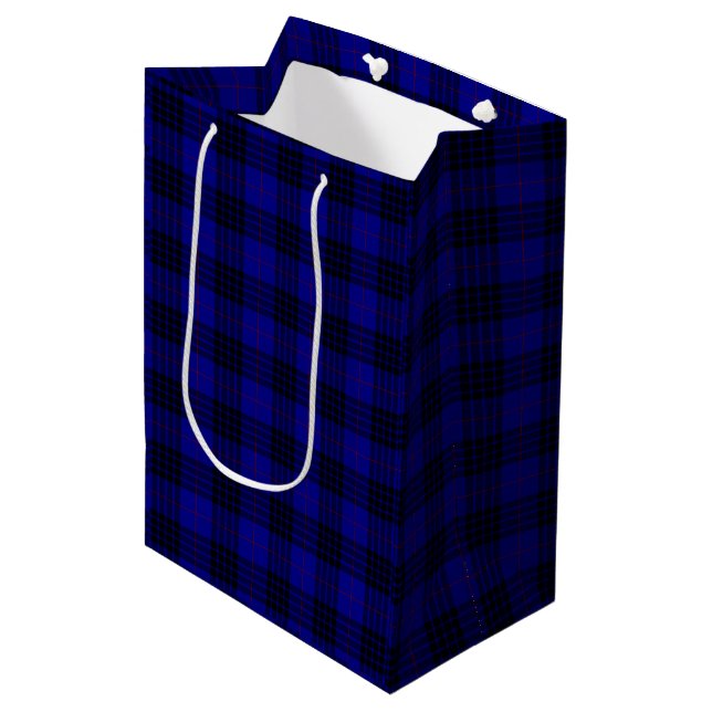 MacKay tartan blue black plaid Medium Gift Bag (Front Angled)