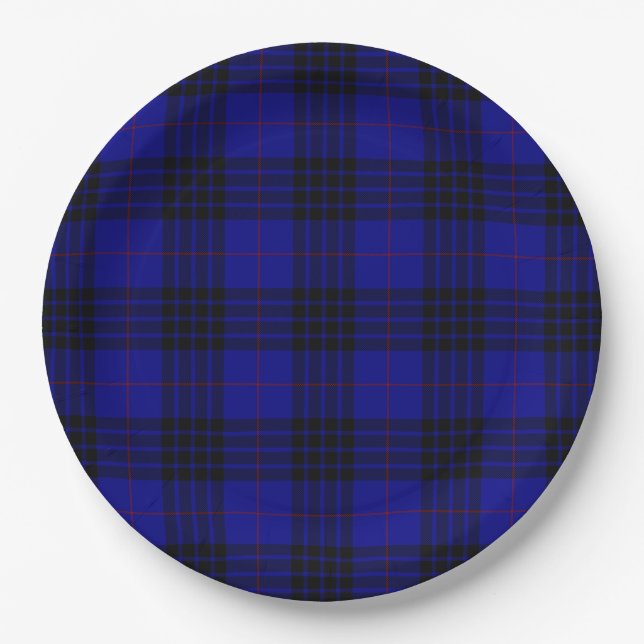 MacKay tartan blue black plaid Paper Plate (Front)
