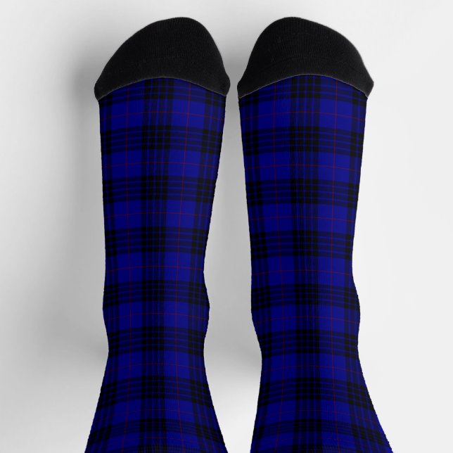 MacKay tartan blue black plaid Socks (Top)