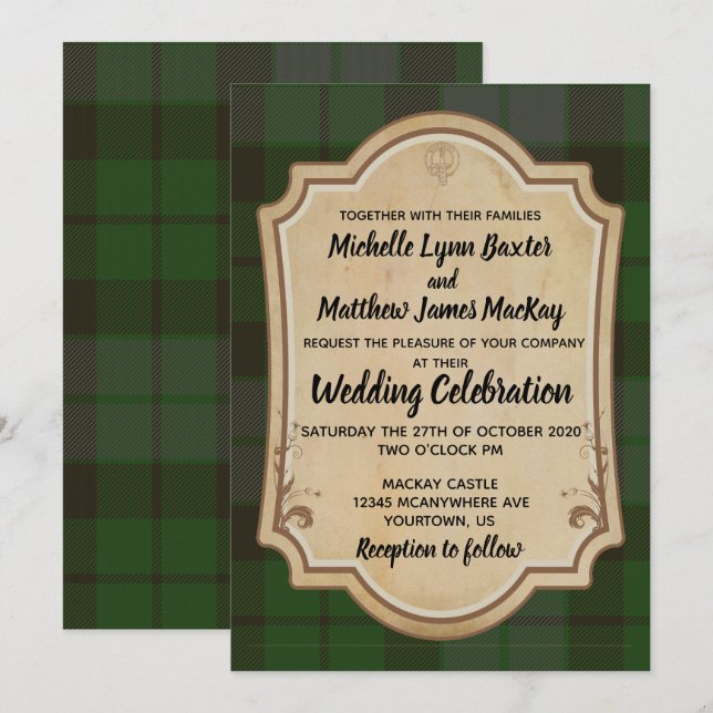 MacKay Tartan Wedding Invitation (Front/Back)