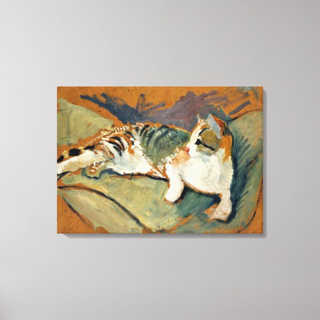 Macke - Cat on the Green Pillow Canvas Print (Front)