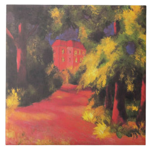 Macke - Red House in Park, Tile