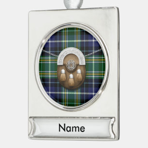 MacKellar Tartan And Sporran Silver Plated Banner Ornament