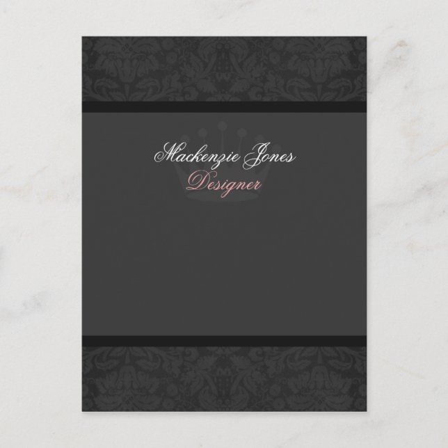 Mackenzie #2 Black Damask Chic Bow Card (Front)