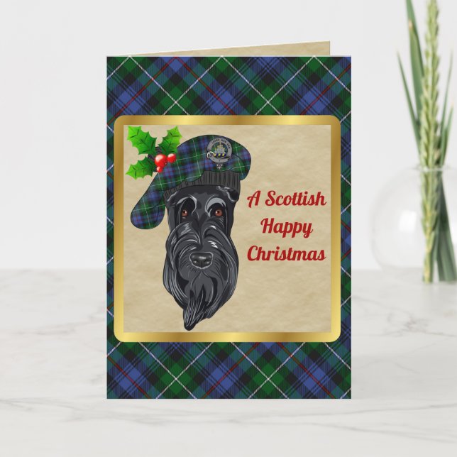 MacKenzie Badge & Tartan Personalised Christmas Card (Front)