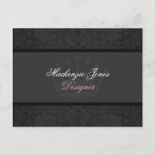 Mackenzie Black Damask Chic Postcard