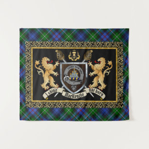MacKenzie Clan Badge & Motto w/Lions   Tapestry