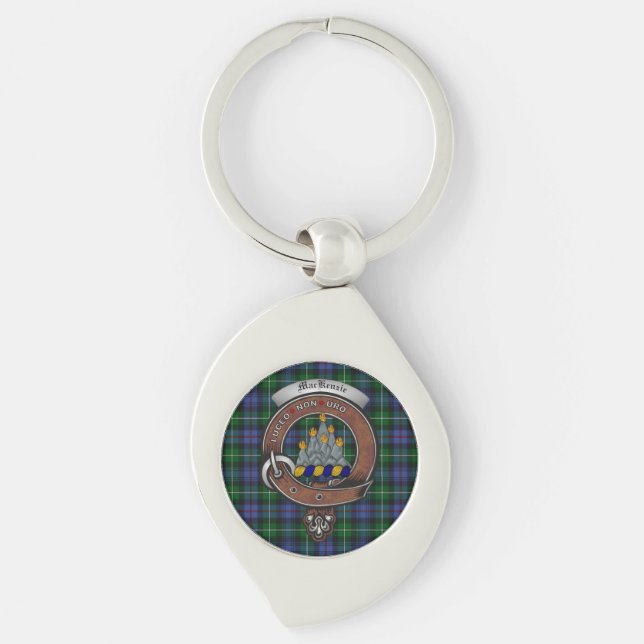 MacKenzie Clan Badge Silver Metal Key Ring (Front)