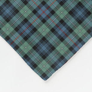 Mackenzie Clan Light Green and Blue Ancient Tartan Fleece Blanket
