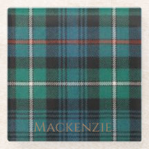 Mackenzie Clan Tartan Glass Coaster