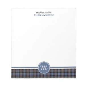 Mackenzie Clan Weathered Tartan Monogram Note Pad