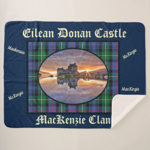 MacKenzie Clan's Eilean Donan Castle Tartan Sherpa Blanket