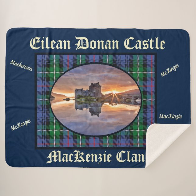 MacKenzie Clan's Eilean Donan Castle Tartan Sherpa Blanket (Front (Horizontal))