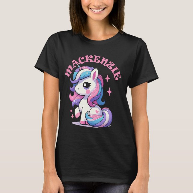 Mackenzie Cute Unicorn Design for Girls Name Macke T-Shirt (Front)