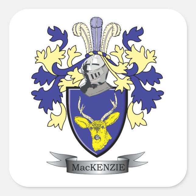 MacKenzie Family Crest Coat of Arms Square Sticker (Front)