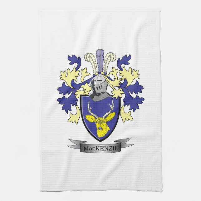 MacKenzie Family Crest Coat of Arms Tea Towel (Vertical)