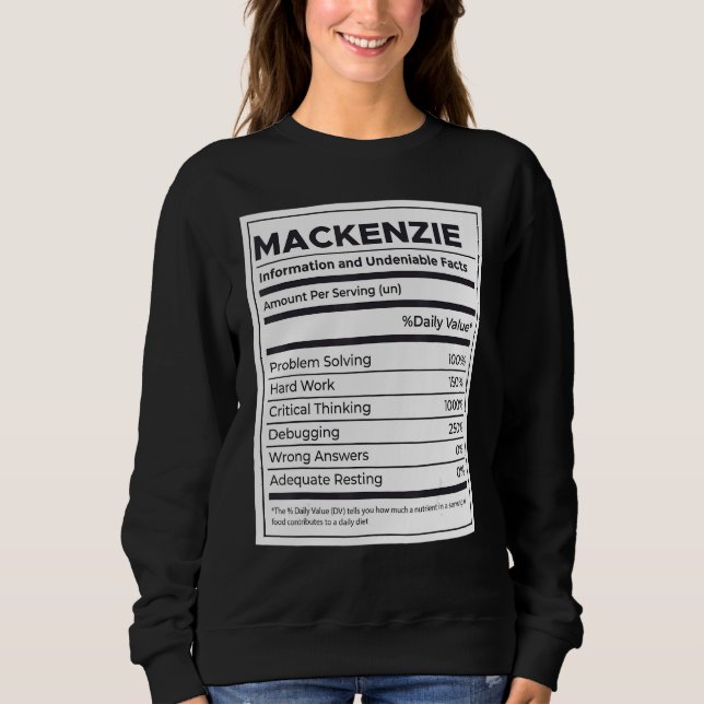 Mackenzie Nutrition Information Problem Solving Ha Sweatshirt (Front)