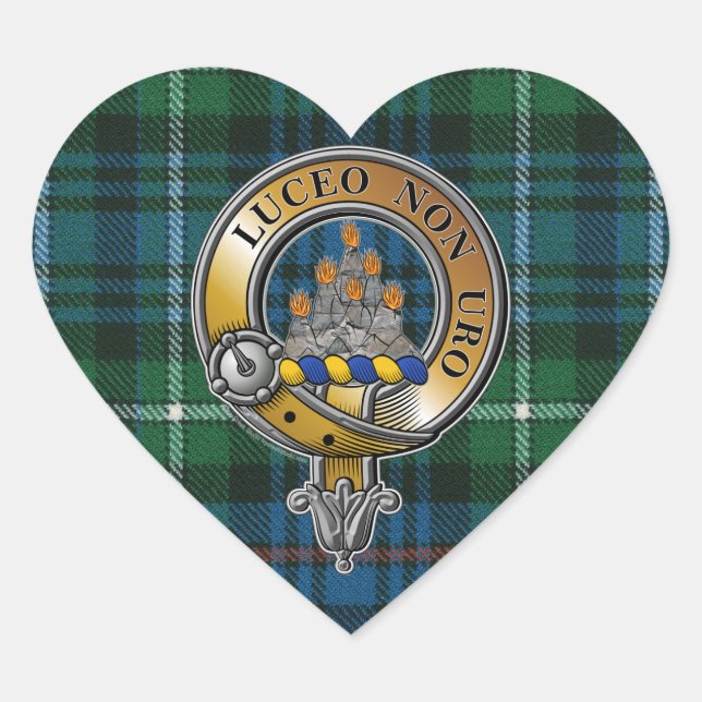 MacKenzie Tartan & Badge Heart Sticker (Front)