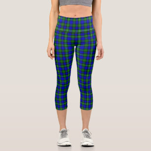 MacKenzie tartan blue green plaid Capri Leggings