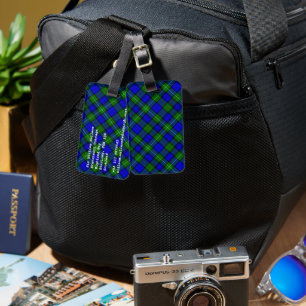 MacKenzie tartan blue green plaid Luggage Tag