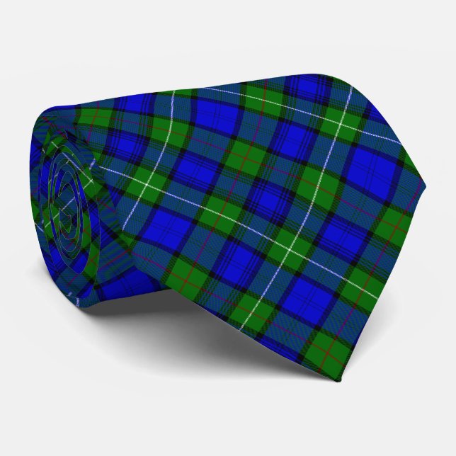 MacKenzie tartan blue green plaid Tie (Rolled)