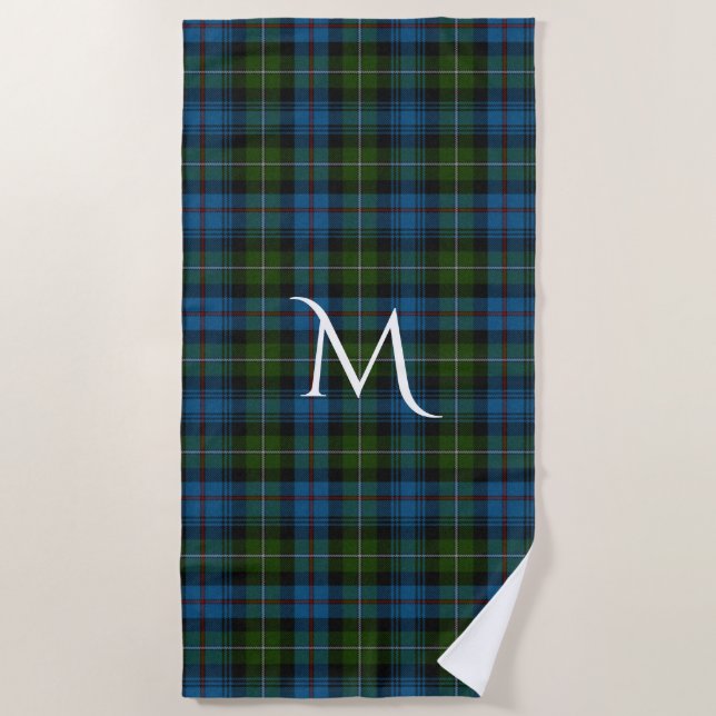 MacKenzie Tartan Plaid Monogrammed Beach Towel (Front)