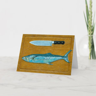 Mackerel and Knife Folded Greeting Card