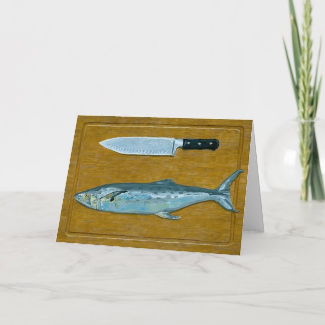 Mackerel and Knife Folded Greeting Card (Front)