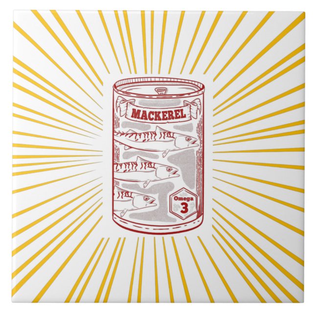 Mackerel Canned fish pop art Tile (Front)