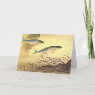 Mackerel Fish in the Ocean, Vintage Japonisme Art Card