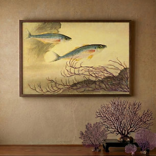 Mackerel Fish in the Ocean, Vintage Japonisme Art Poster