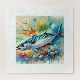 Mackerel in Watercolor 240624AREF132 - Watercolor Jigsaw Puzzle