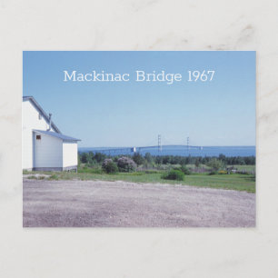 Mackinac Bridge 1967 Retro Postcard