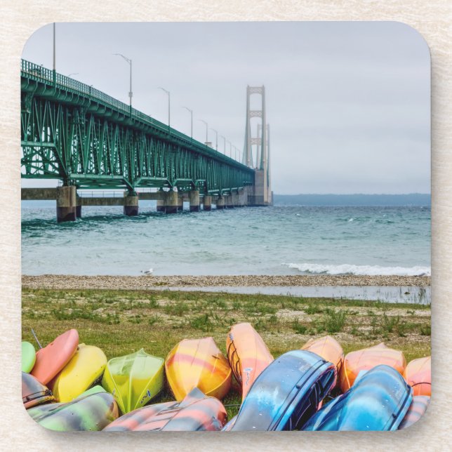 Mackinac Bridge And Canoes Coaster (Front)
